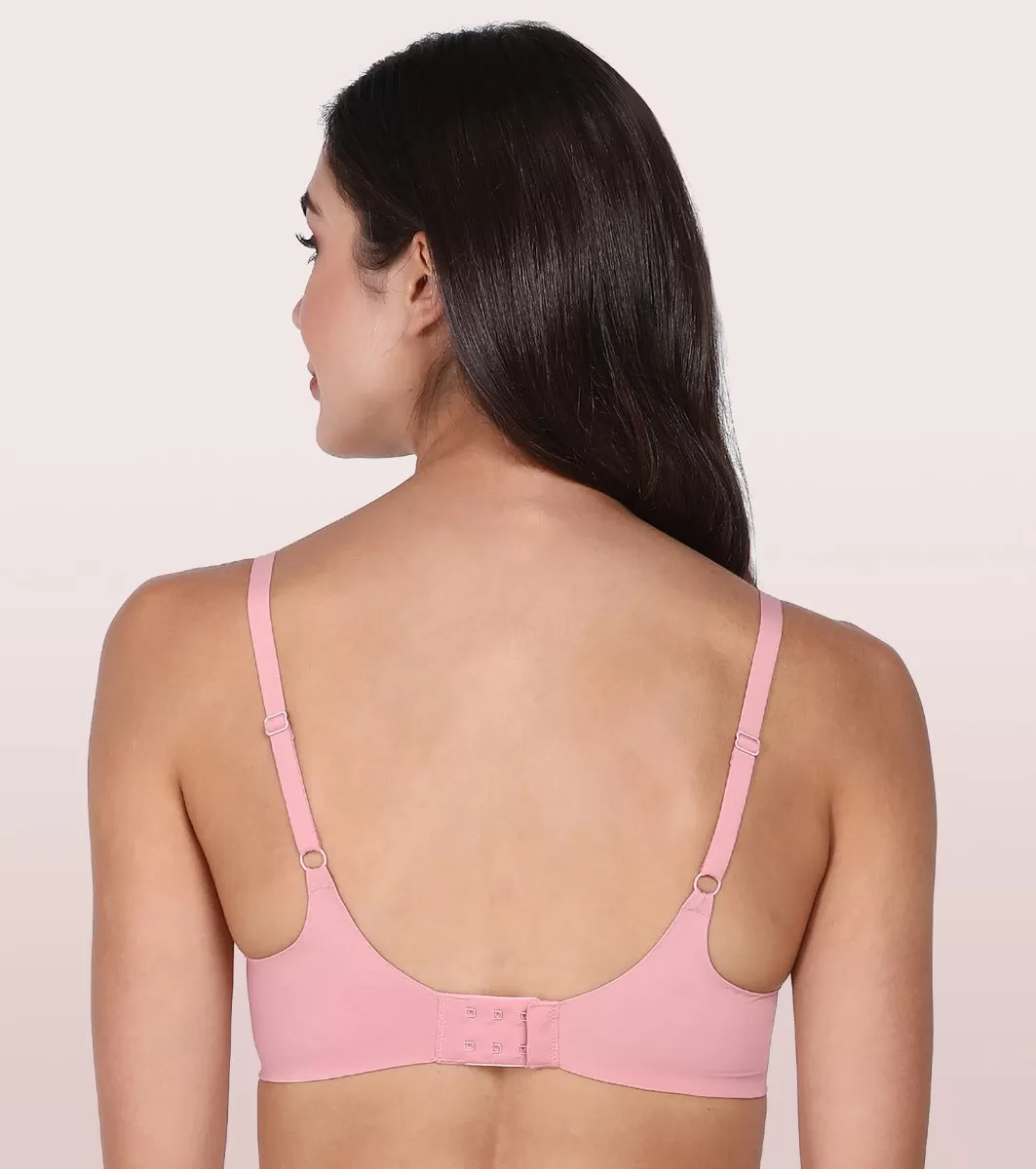 Enamor InvisiBra F084 Seamless Ultra Smoothening with Invisible Edges T-Shirt Bra - Padded Wirefree Medium Coverage - Strawberry Ice