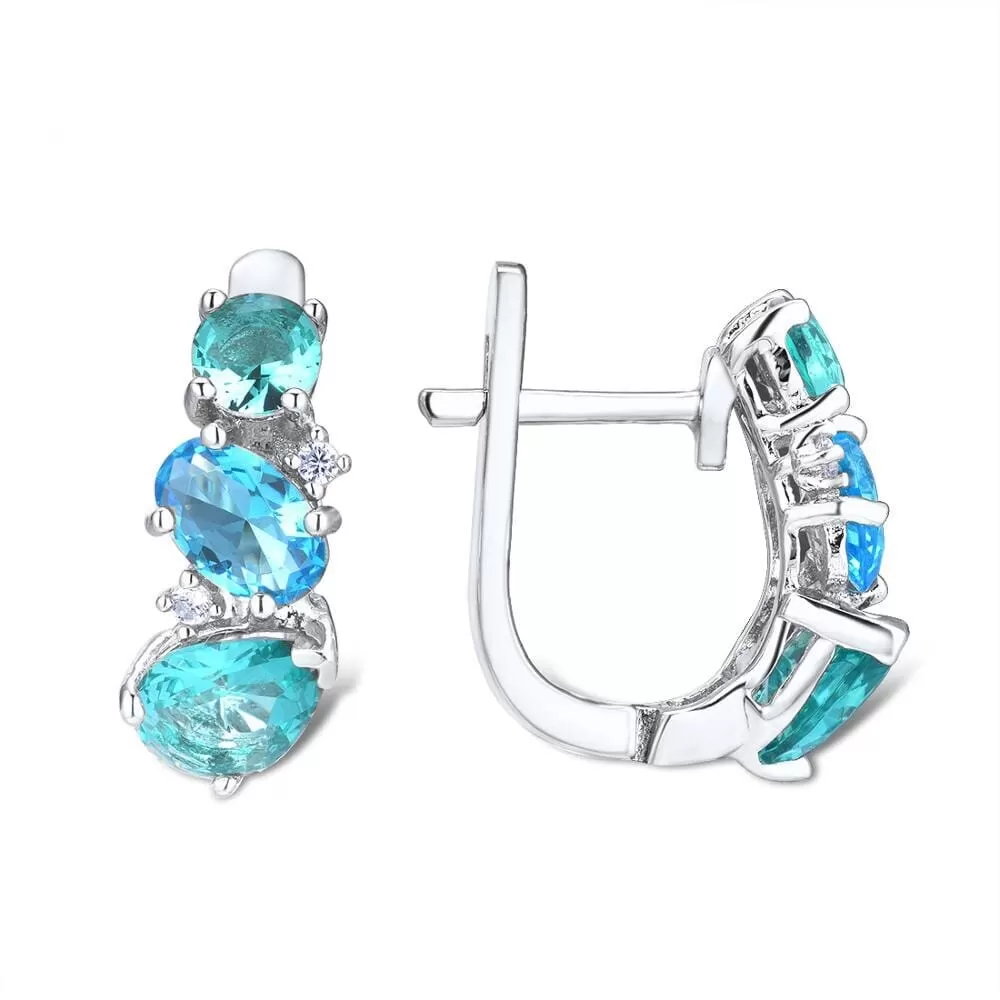 Engagement Aquamarine Crystal Earrings