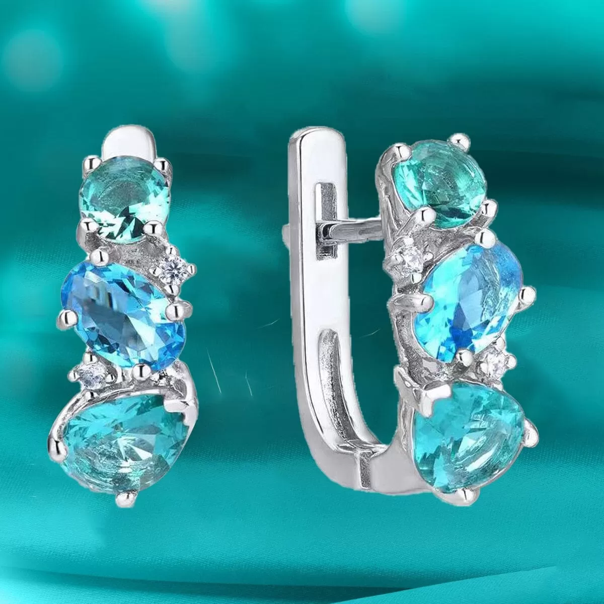 Engagement Aquamarine Crystal Earrings