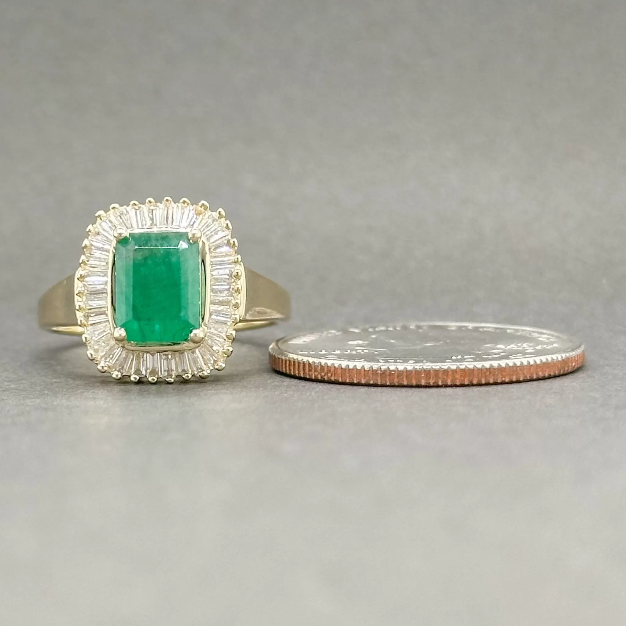 Estate 14K Y Gold 1.55ct Emerald & 0.48ctw H-I/SI1-2 Diamond Ring