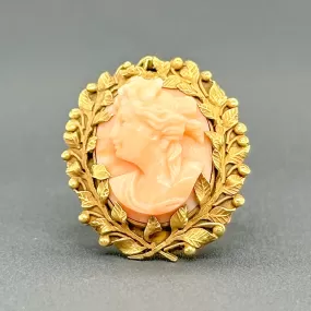 Estate Victorian 16K Y Gold 8.93ct Coral Cameo Ring