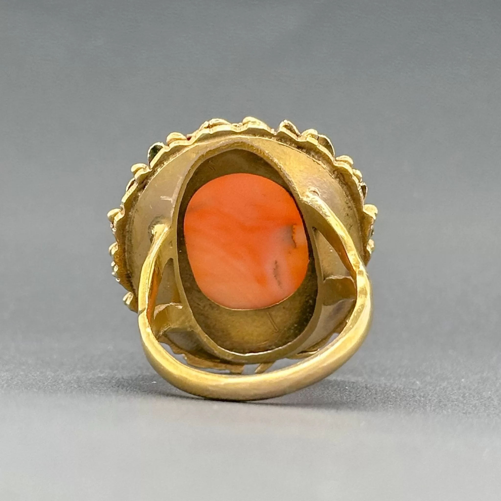 Estate Victorian 16K Y Gold 8.93ct Coral Cameo Ring