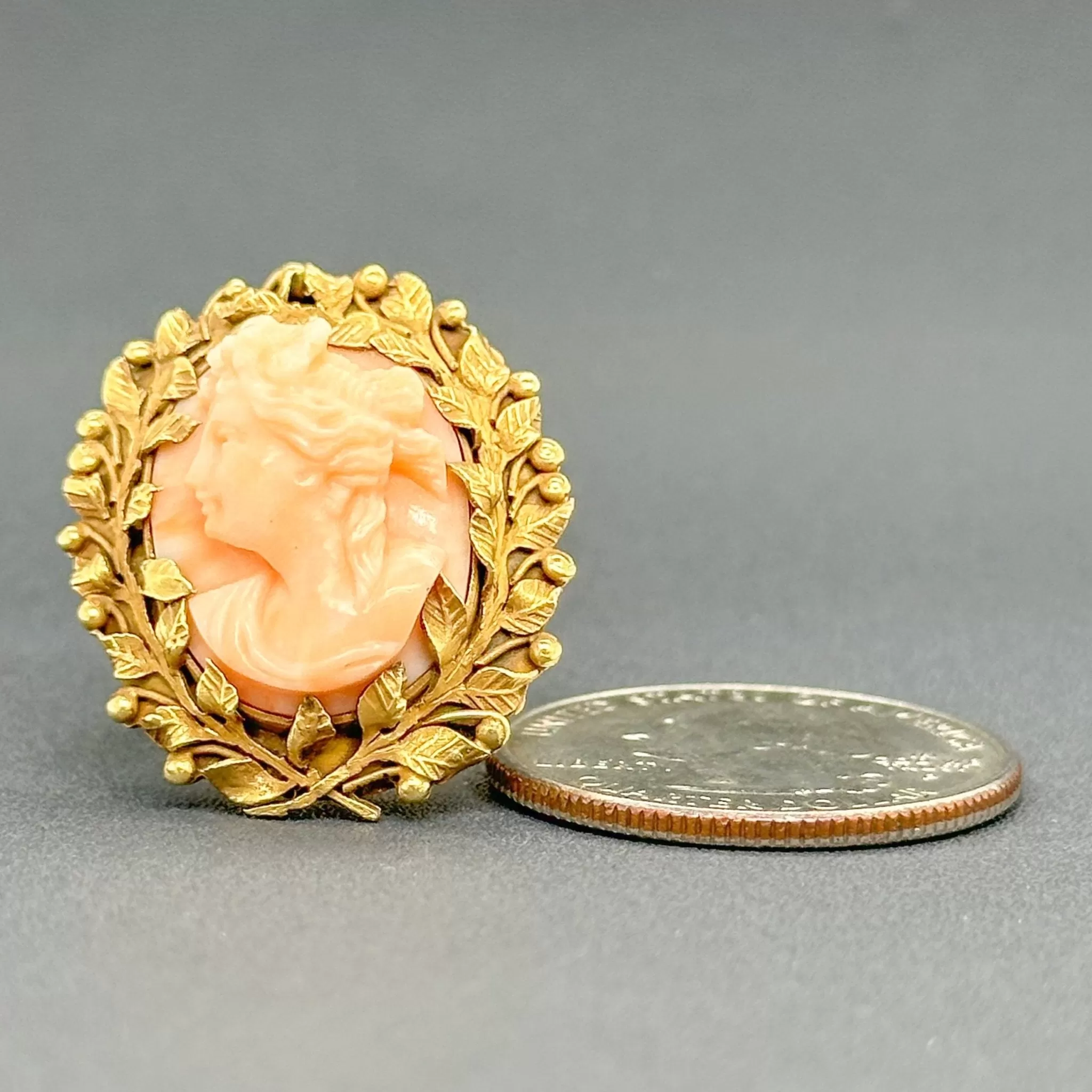 Estate Victorian 16K Y Gold 8.93ct Coral Cameo Ring