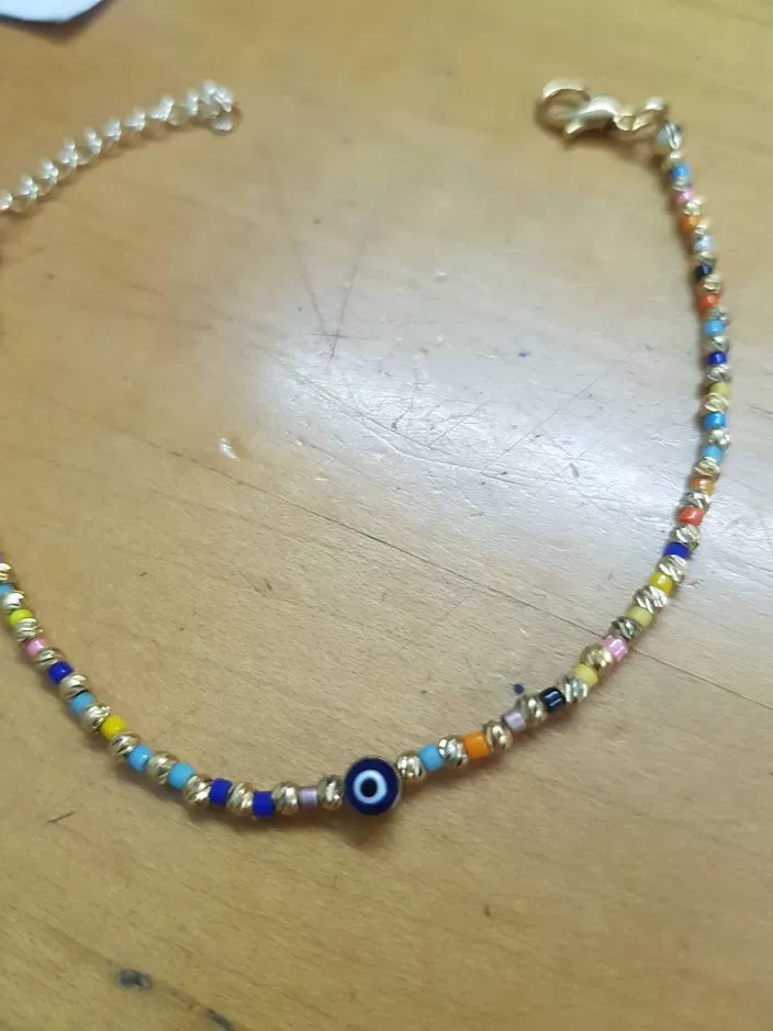 Evil eye bracelet for protection with colourful beads.  Believed to Prevent Bad Luck and Evil Eye.