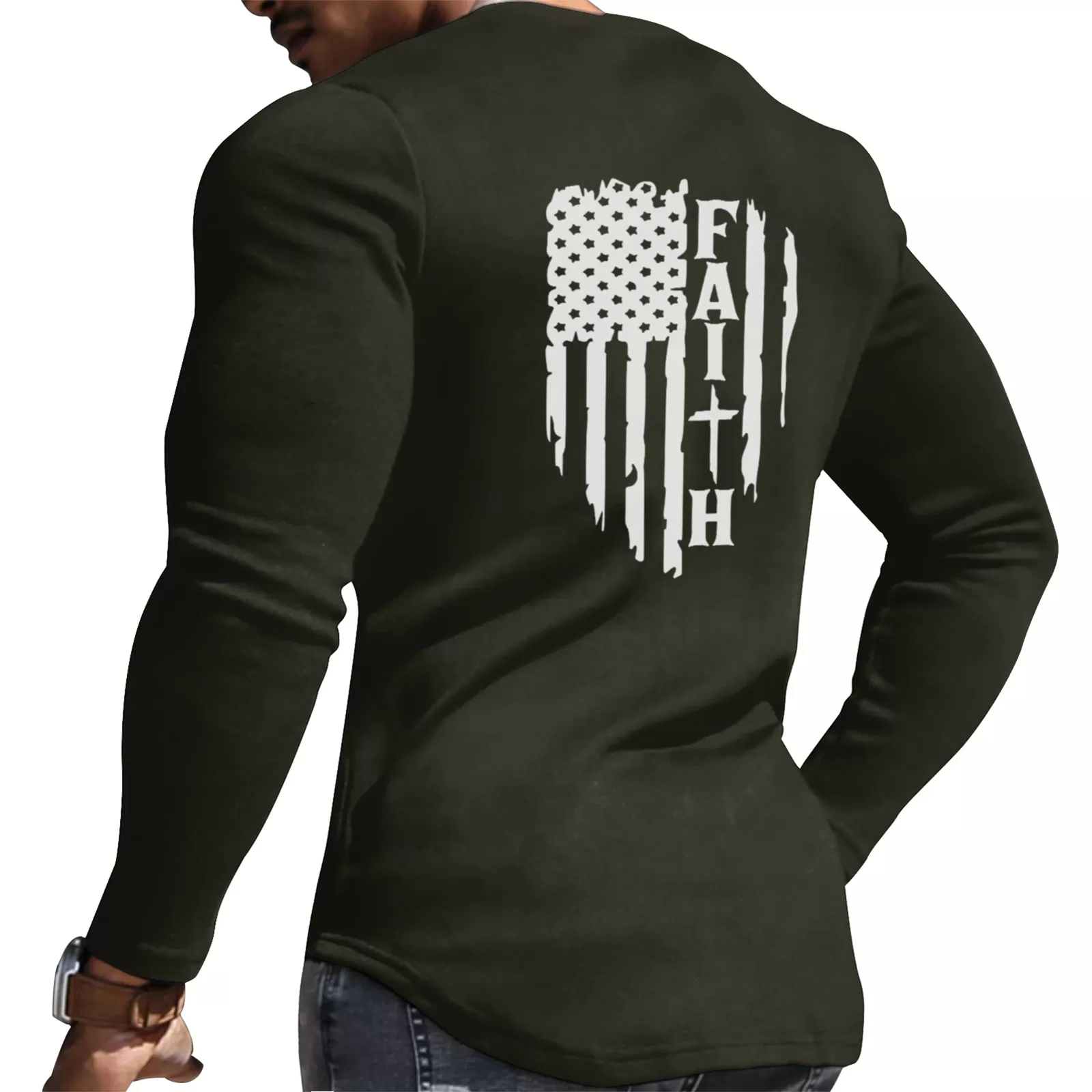 FAITH USA FLAG  GRAPHIC LONG SLEEVE SHIRT