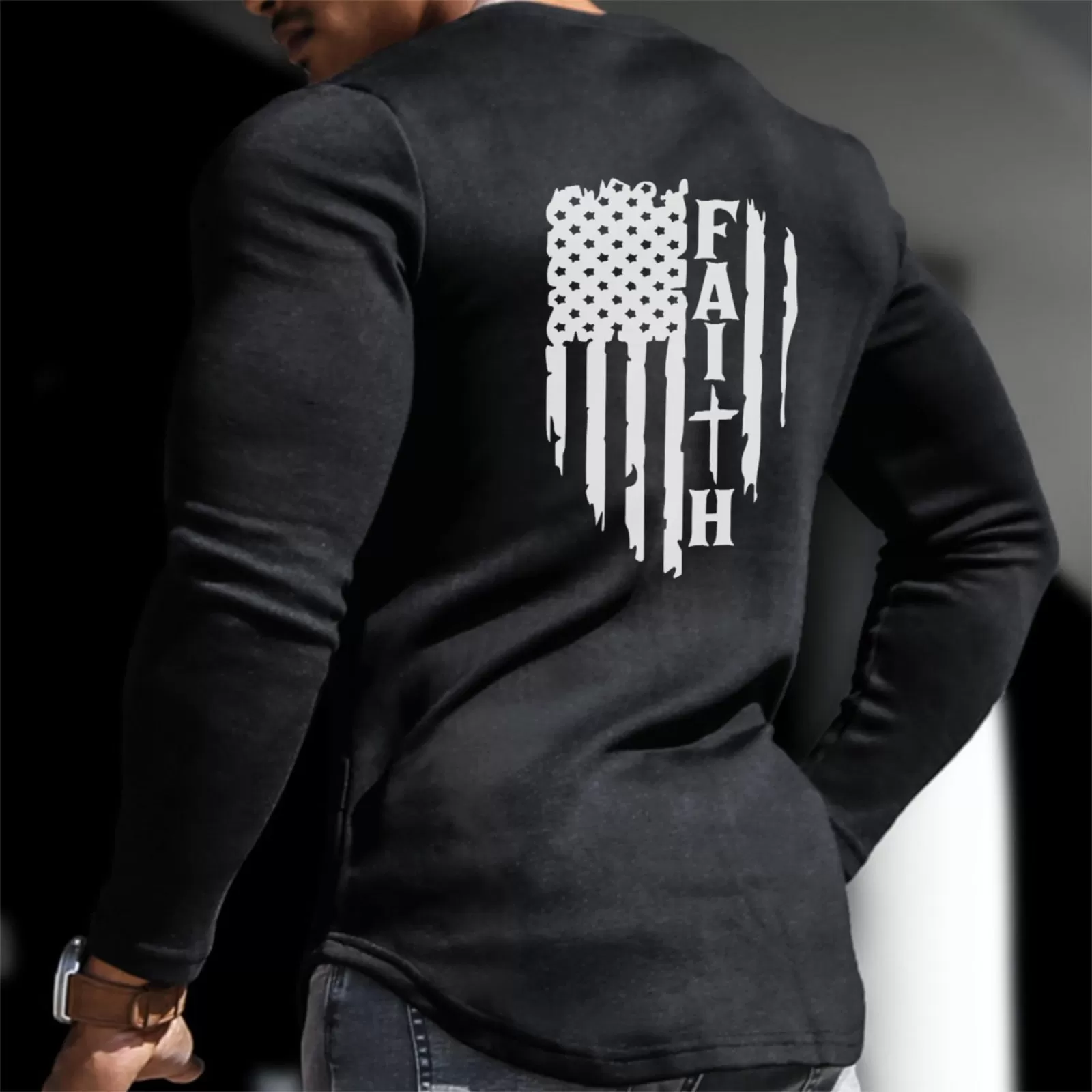 FAITH USA FLAG  GRAPHIC LONG SLEEVE SHIRT