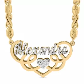 Fancy Double Plated Name Necklace Alexandra with Xoxo chain