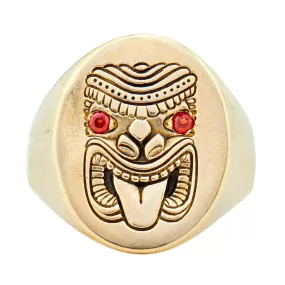 Fire Eyed Tiki God Signet Ring