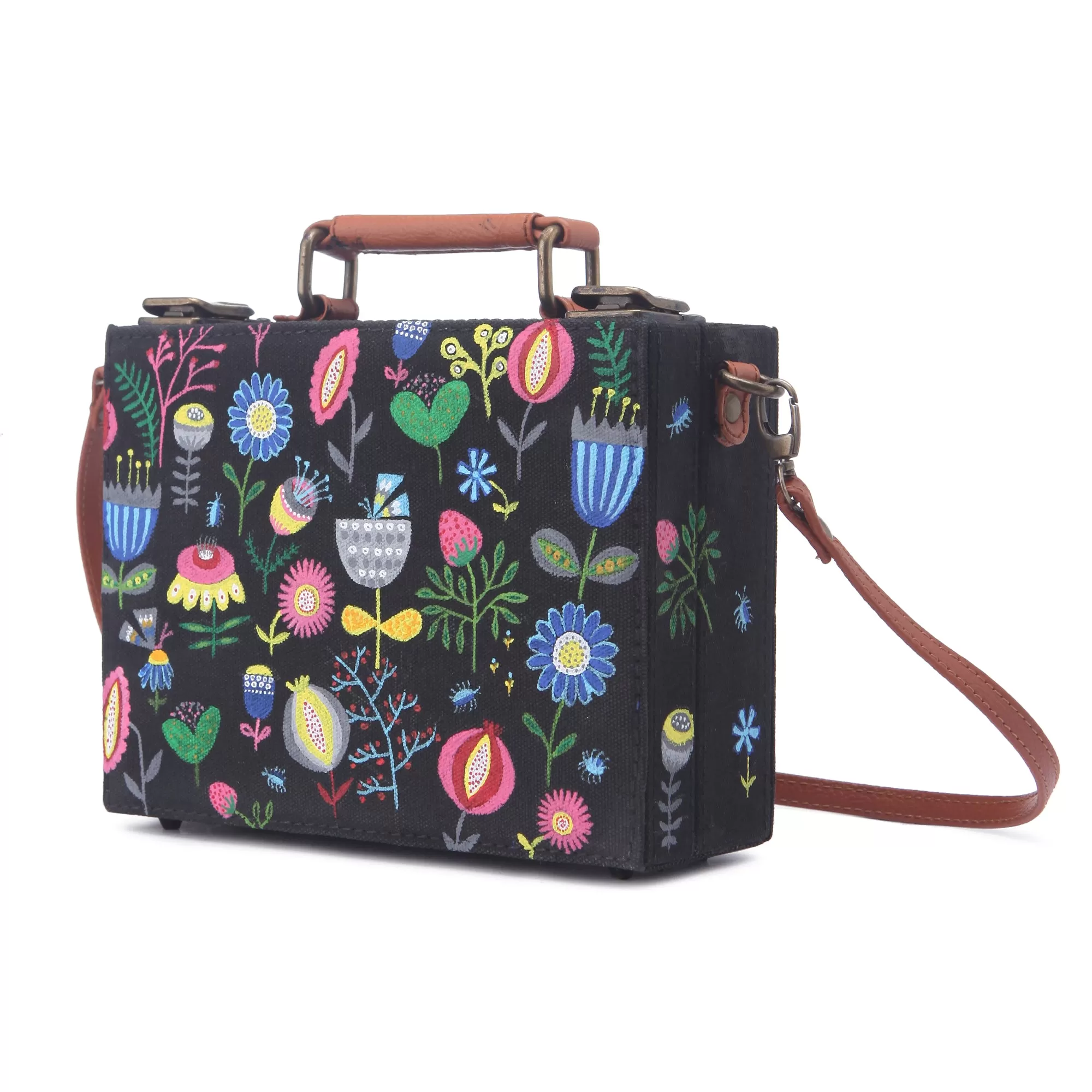 Floral Colored hand painted Crossbody Sling bag For Women