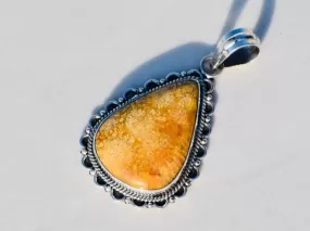 Fossil Coral Sterling Silver Fossil Gemstone Pendant,Handmade Jewelry,For her