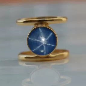 Genuine Blue Star Sapphire Sterling Silver Band Ring, 22K Yellow Gold Filled, 22K Rose Gold Filled ring