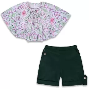 Girls Floral Bat wing Top Clothing set