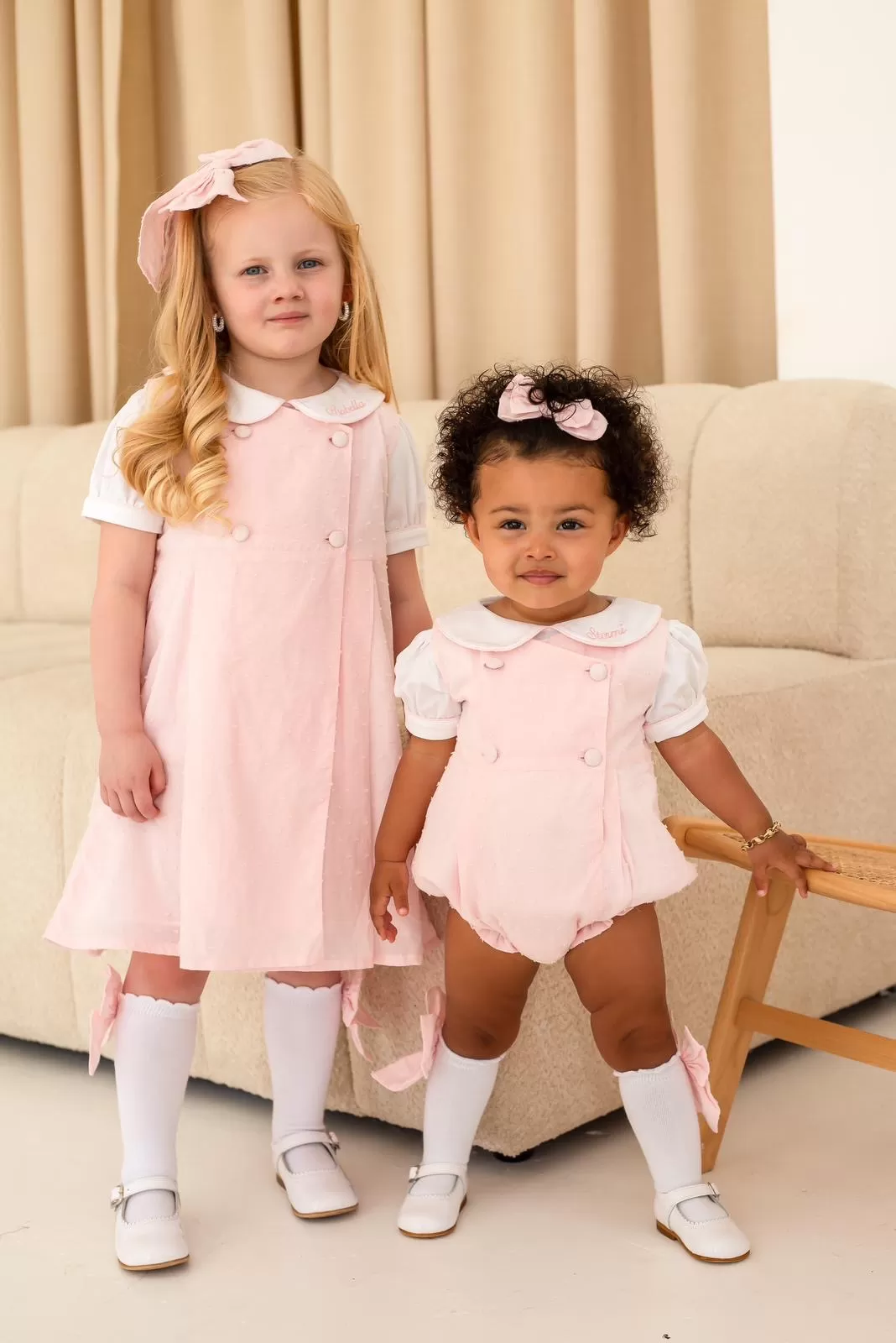 Girls Pink Swiss Dot Romper