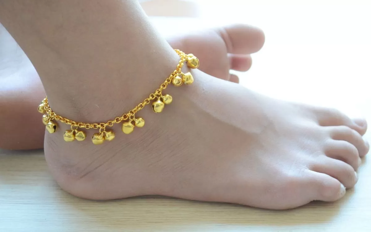 Gold Bell Anklet, Indian Wedding Payal, Barefoot accessory, Ethnic bridal jewelry for her