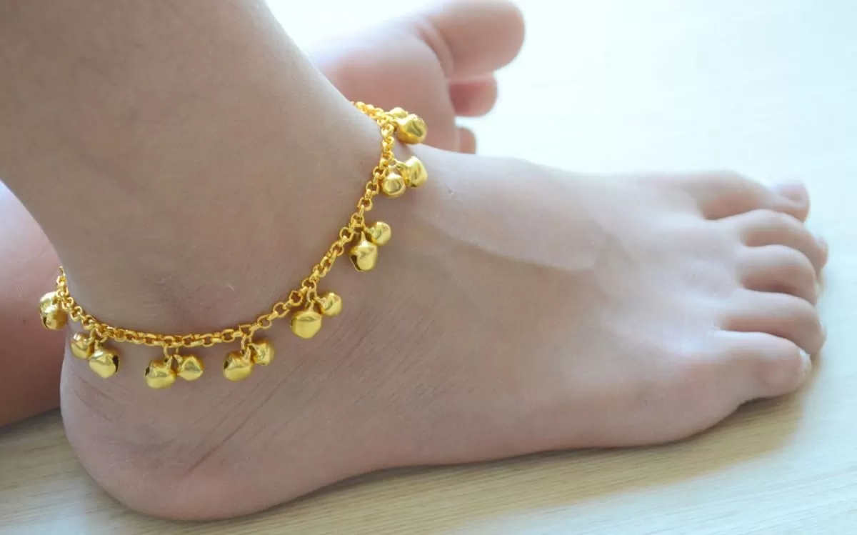 Gold Bell Anklet, Indian Wedding Payal, Barefoot accessory, Ethnic bridal jewelry for her