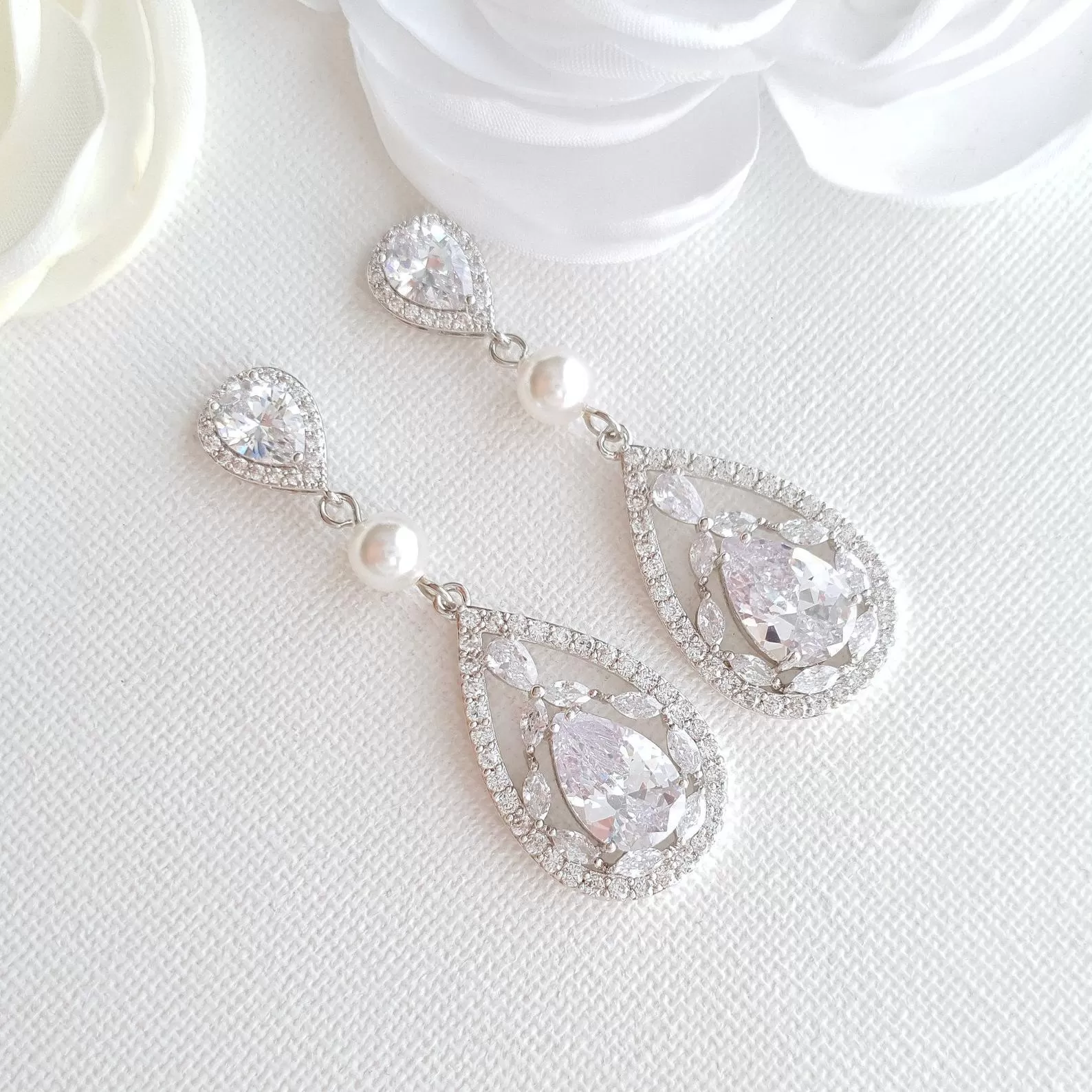 Gold Cubic Zirconia Earrings-Esther