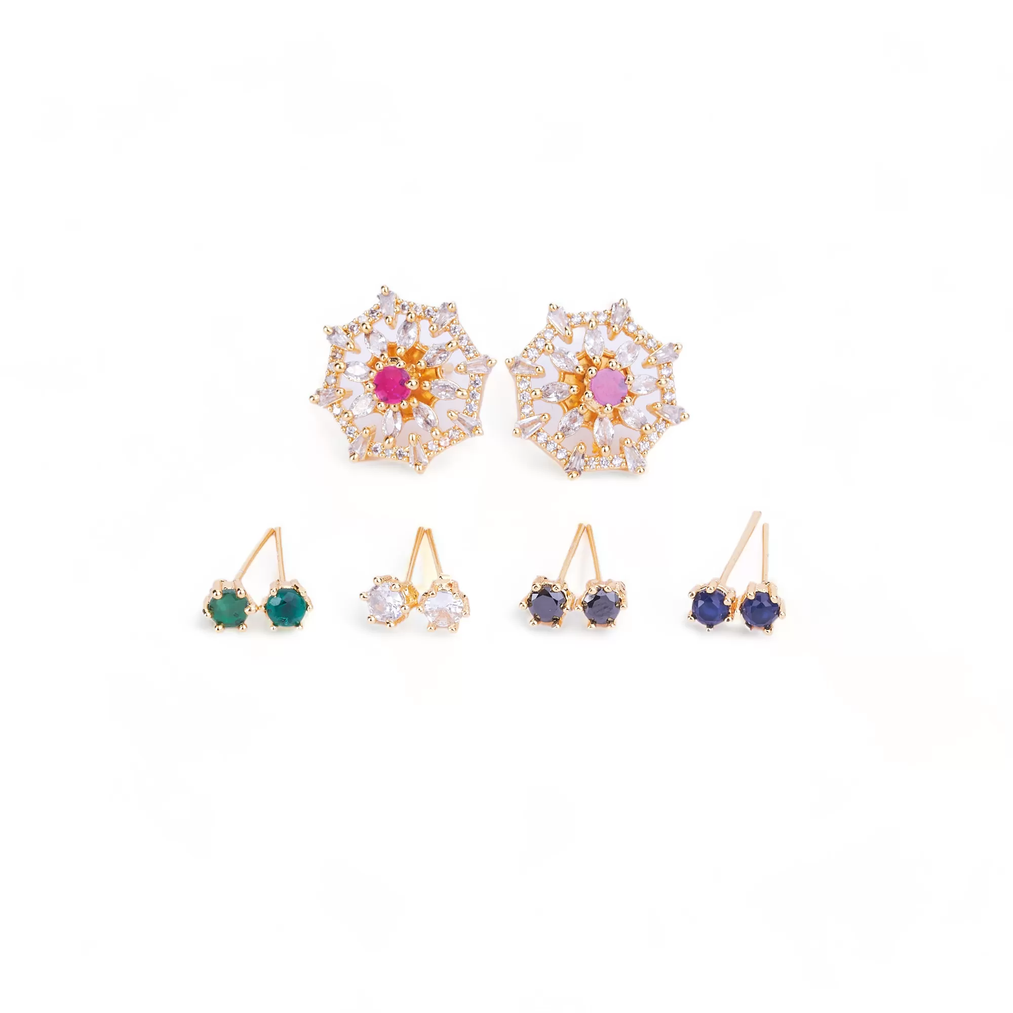 Gold Plated 5 Color Changeable Earrings