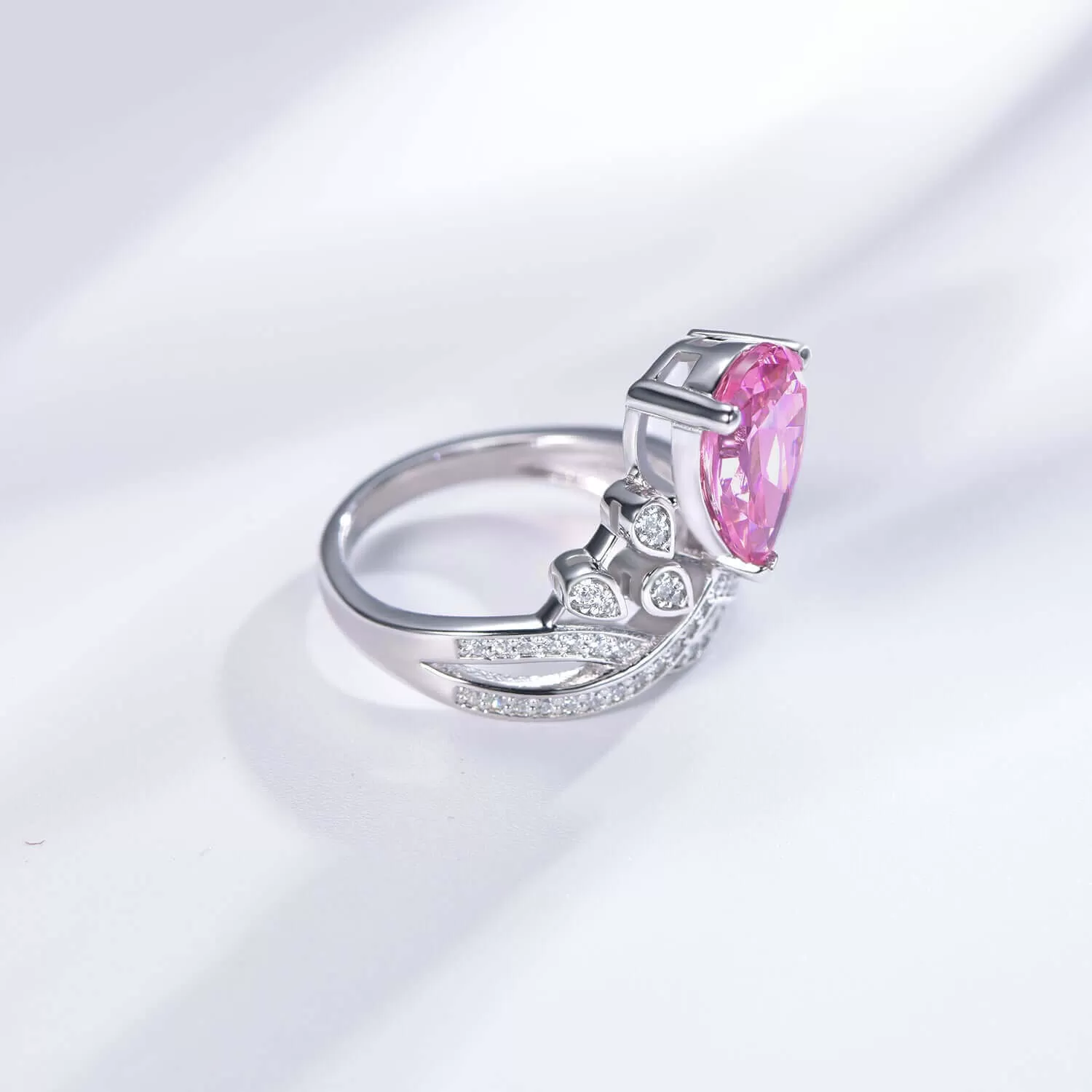 Gorgeous Pink Pear Cut Engagement Ring