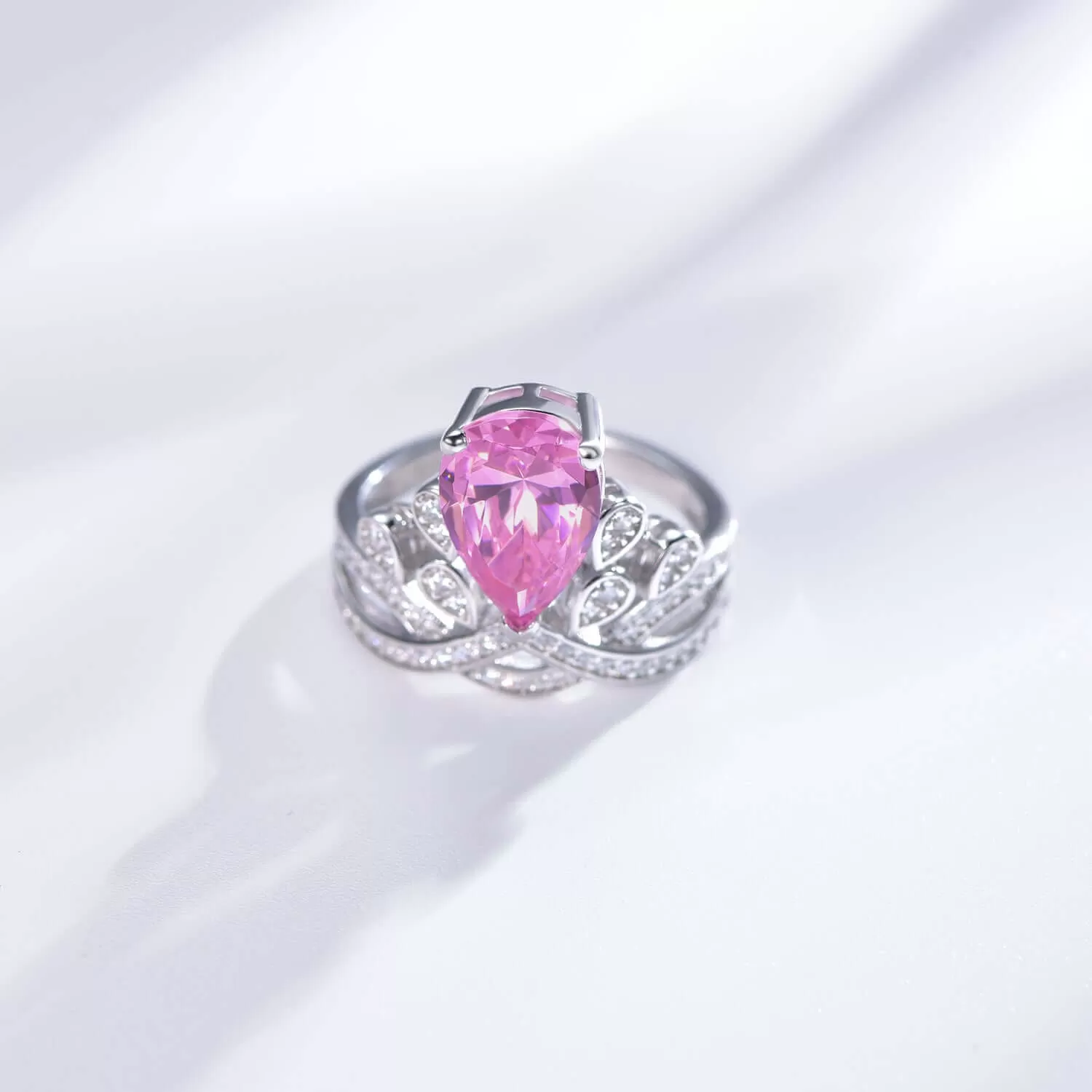 Gorgeous Pink Pear Cut Engagement Ring