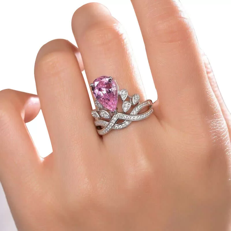 Gorgeous Pink Pear Cut Engagement Ring