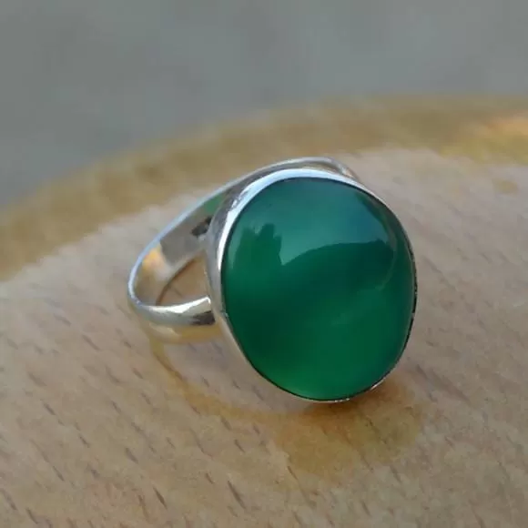 Green Onyx Gemstone Ring, Natural Gemstone Ring, Bezel Set Ring, Unique Gift Statement Silver Ring Jewelry, Onyx Ring, Onyx Jewelry, Nickel Free