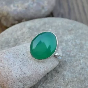 Green Onyx Gemstone Ring, Natural Gemstone Ring, Bezel Set Ring, Unique Gift Statement Silver Ring Jewelry, Onyx Ring, Onyx Jewelry, Nickel Free