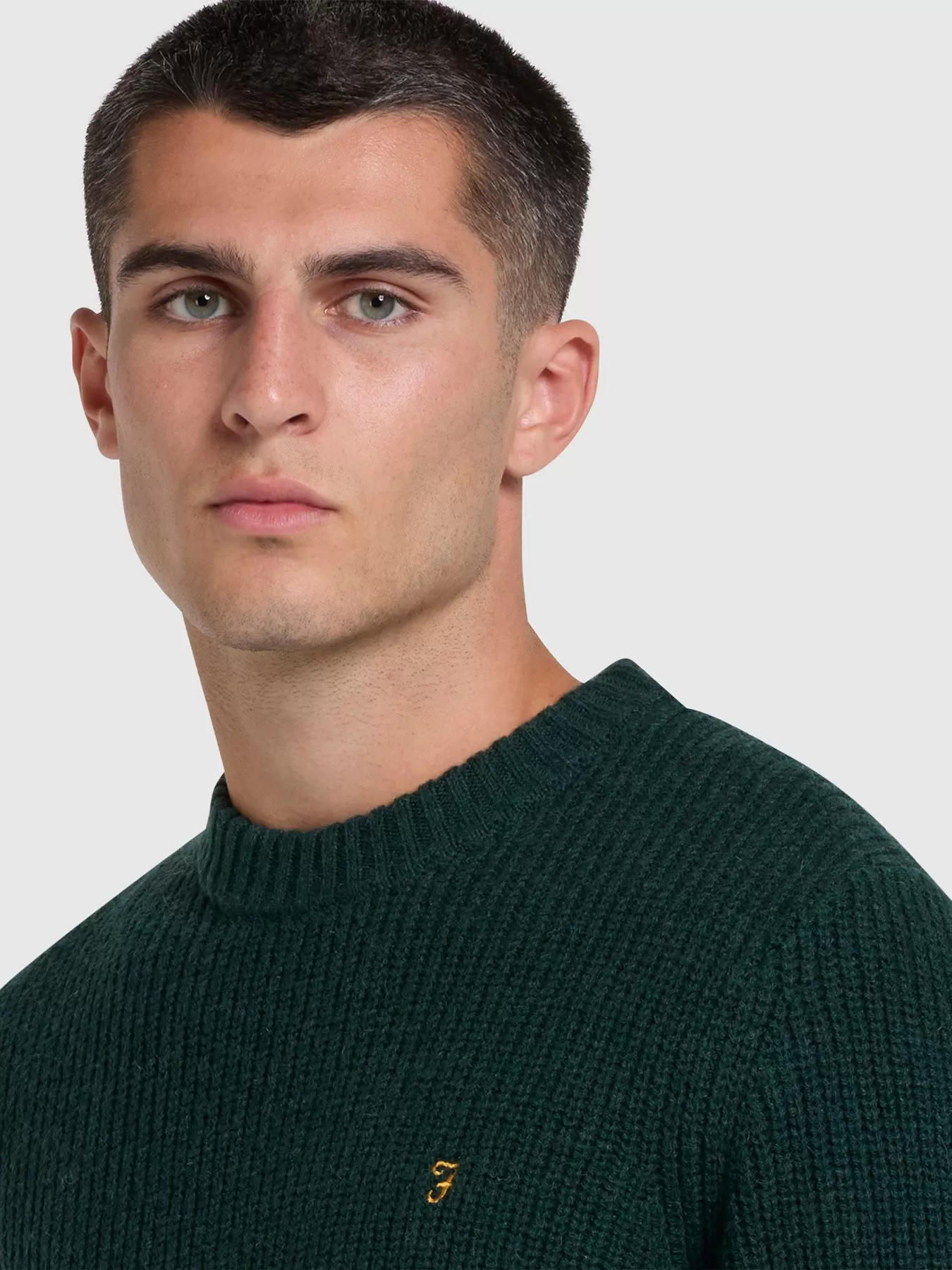 Hayes Tipped Crew Neck Jumper In Botanic Green