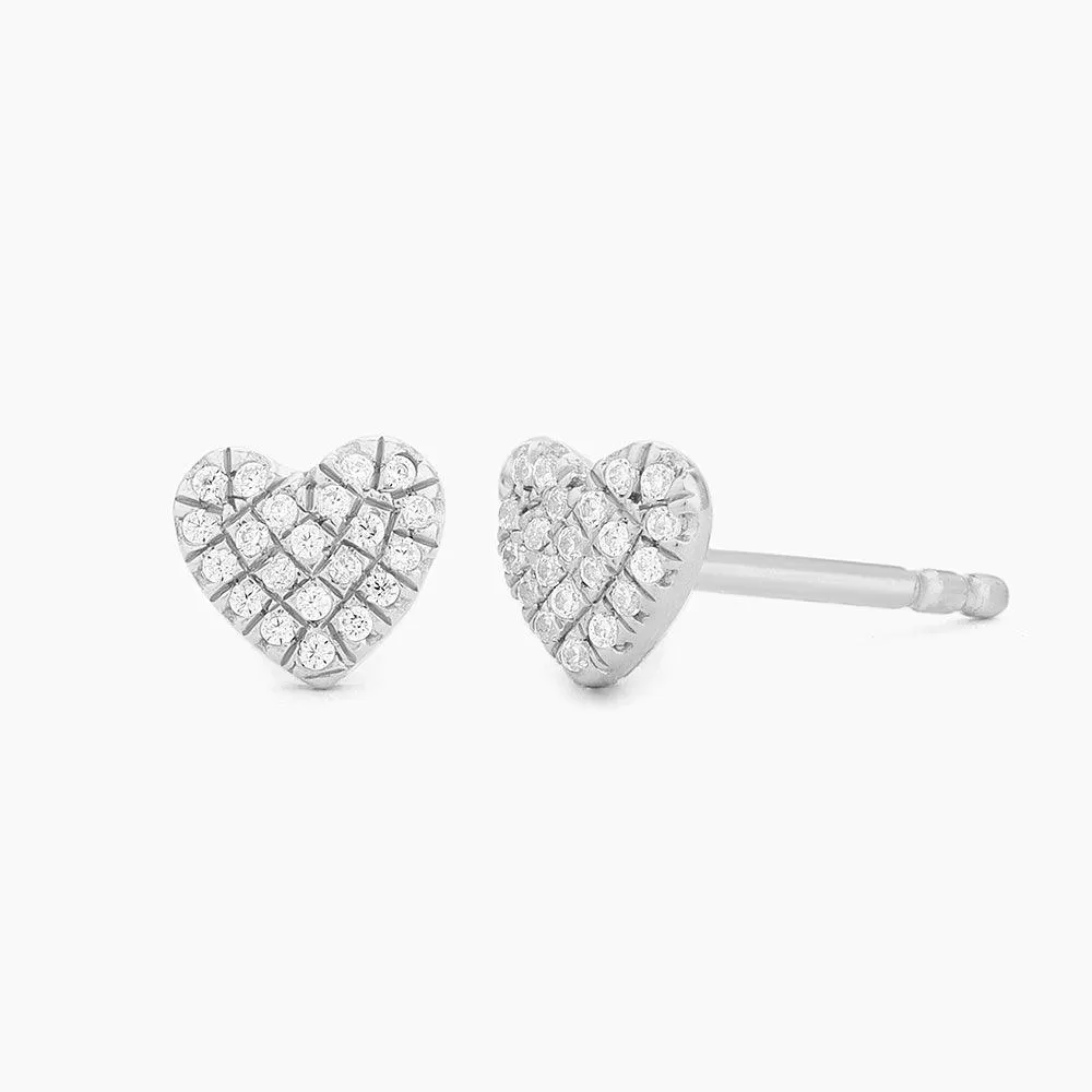 Heart Diamond Stud Earrings