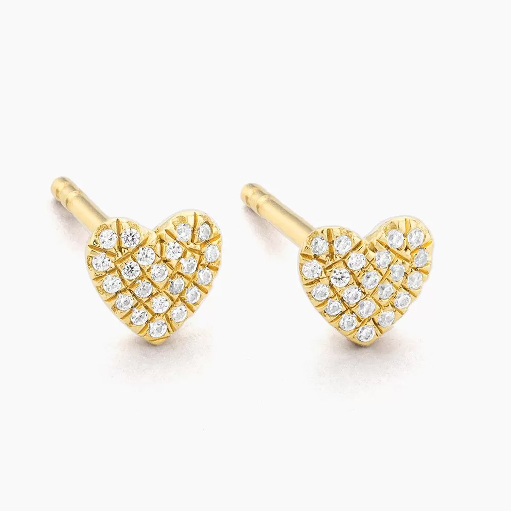 Heart Diamond Stud Earrings