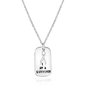 I am a Survivor - Inspirational Dog Tag Cancer Necklace