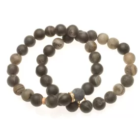 Iridescent Black Beads with 14K Gold and Diamonds