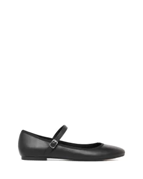 Jayne Ballet Flat Black Smooth