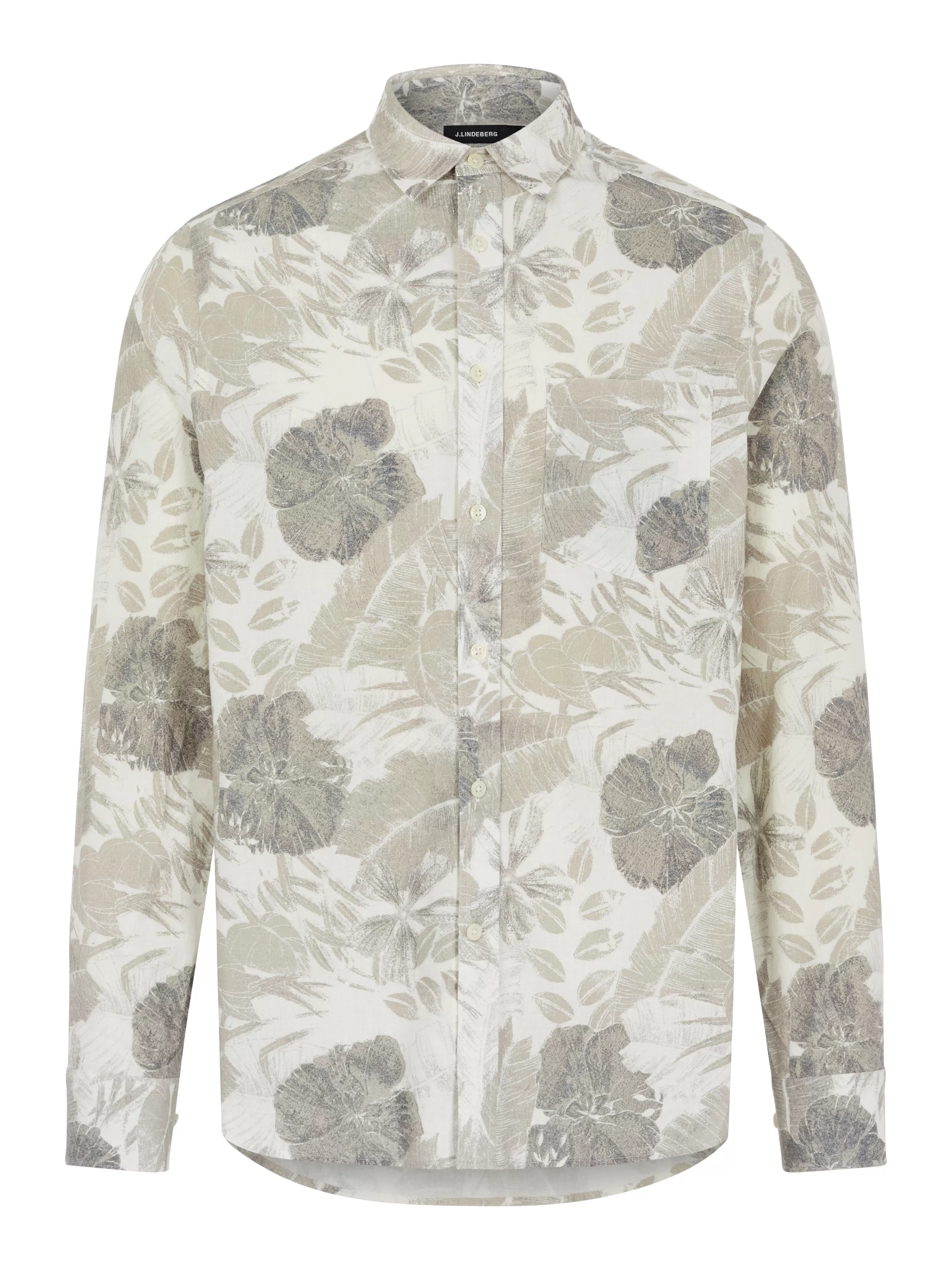 J.Lindeberg Mens Seasonal Print Regular Fit Shirt - CLOUD WHITE