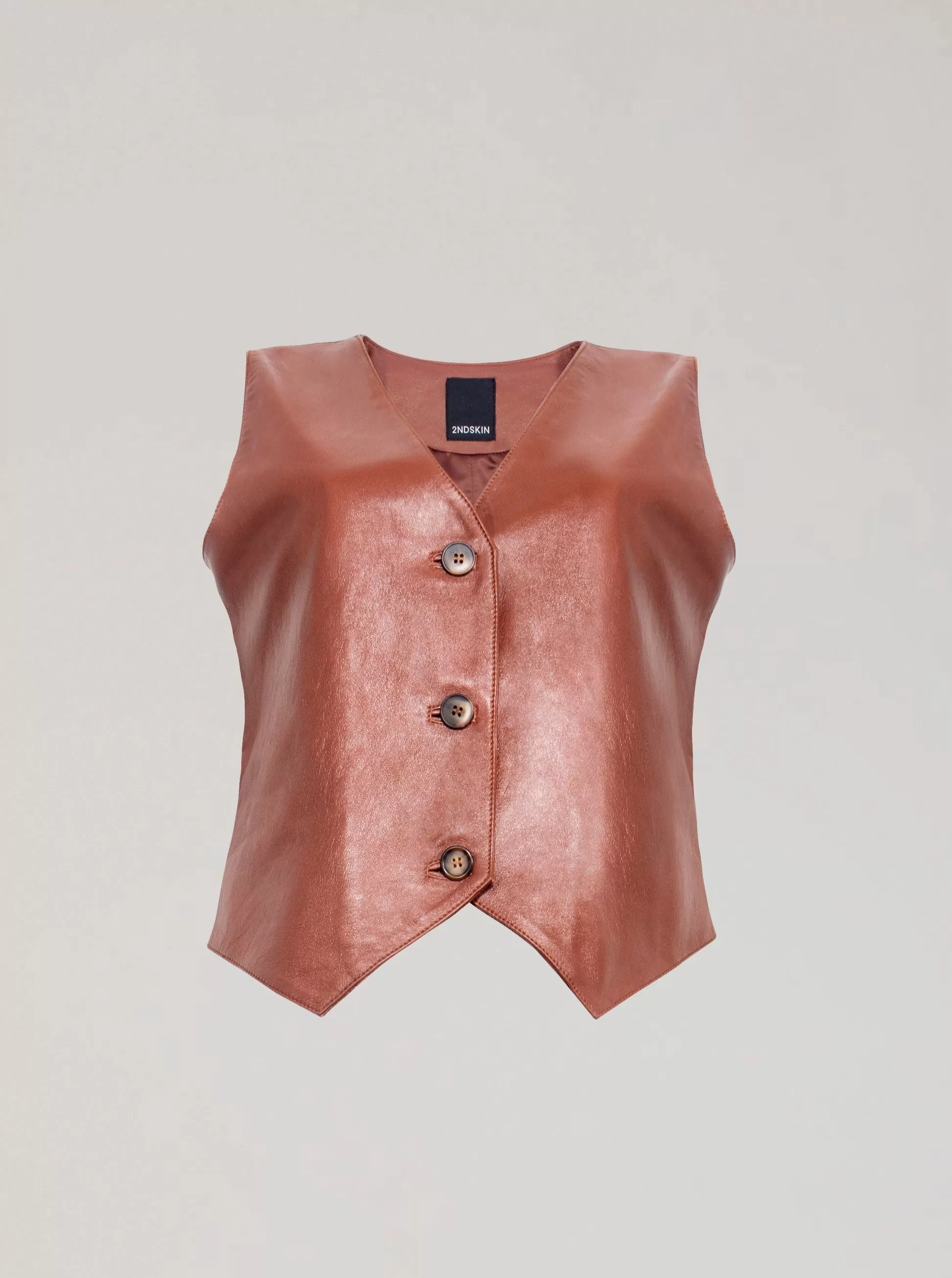 JOLIE LEATHER VEST - WHISKEY