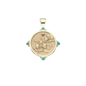 JW x House of Harris JOY Dogwood Flowers Small Pendant Coin in Solid Gold