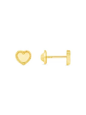 Kid Alice Heart Stud Earrings 14K