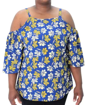 Ladies Printed Cold Shoulder Top