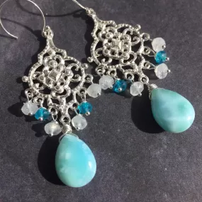 Larimar Filigree earrings