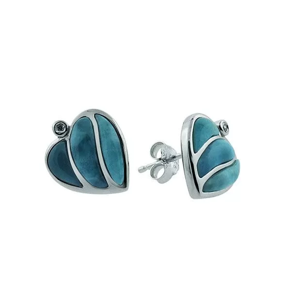 Larimar Striped Heart Earrings