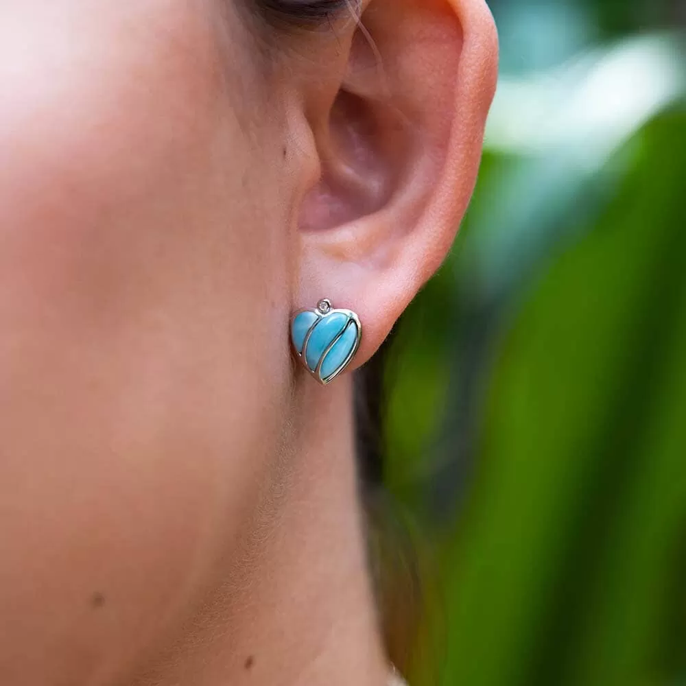 Larimar Striped Heart Earrings