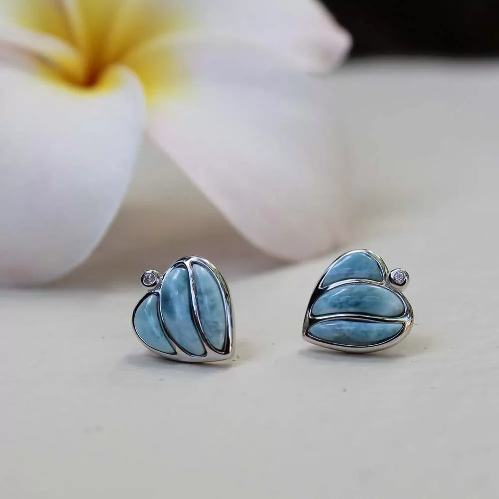 Larimar Striped Heart Earrings