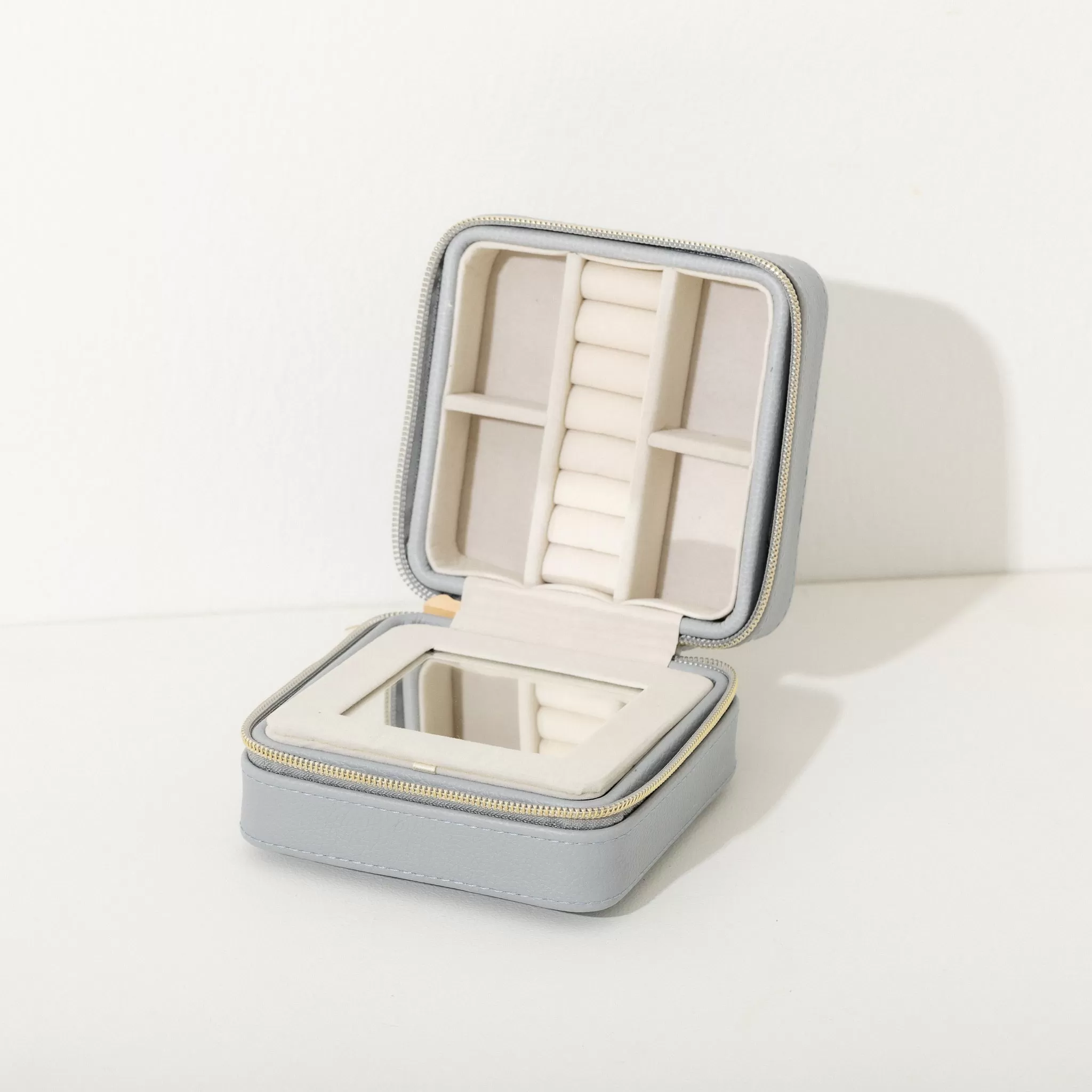 Leah Travel Jewelry Box in Grey by Brouk & Co