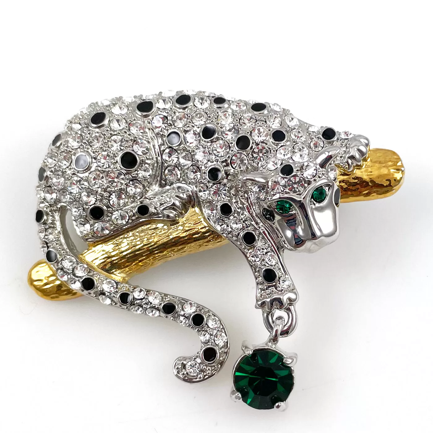 Leopard Rhinestone Brooch Vintage