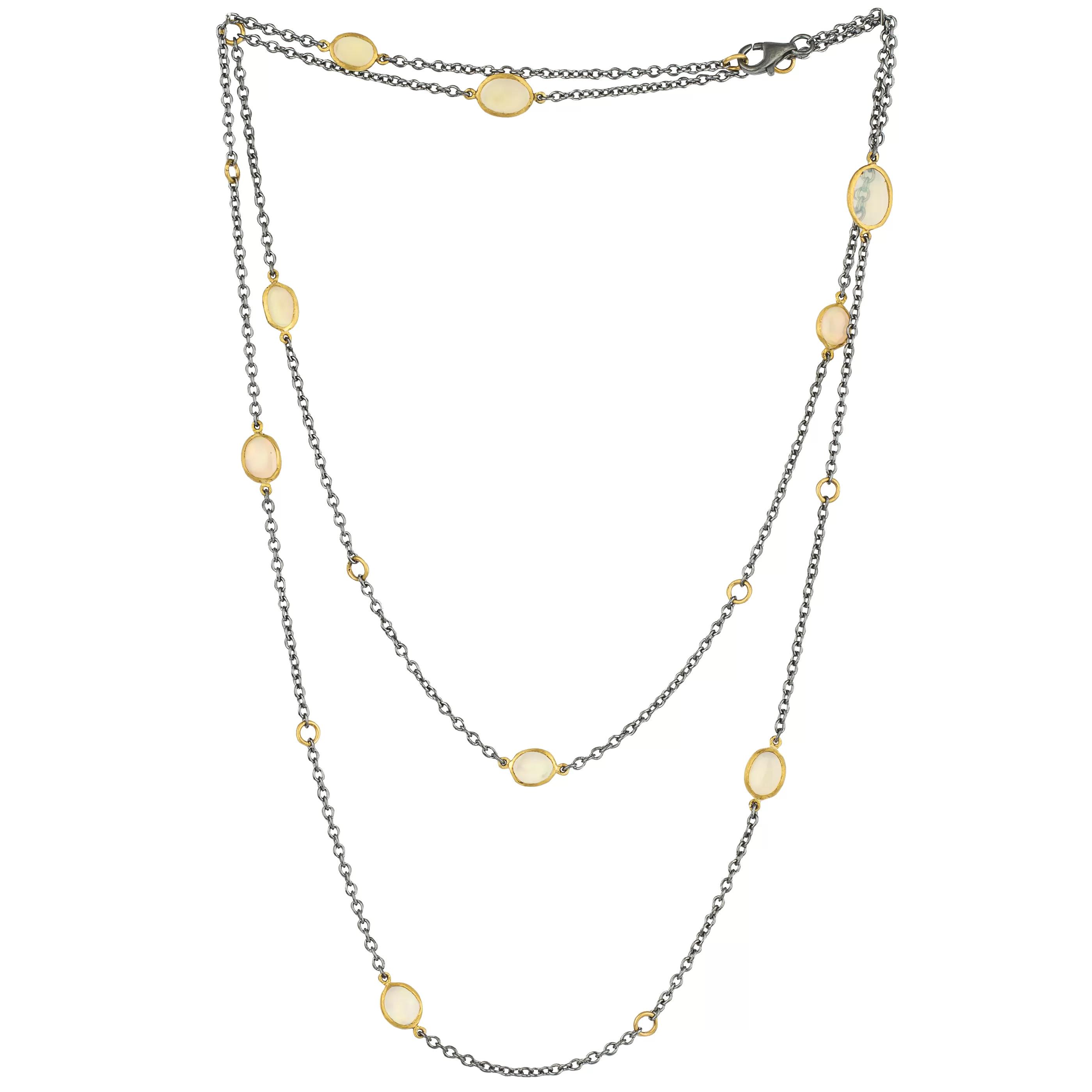 Lika Behar Katya Opal Necklace in Sterling Silver & 24K Gold 38 Adjustable KAT-N-105-GXOP