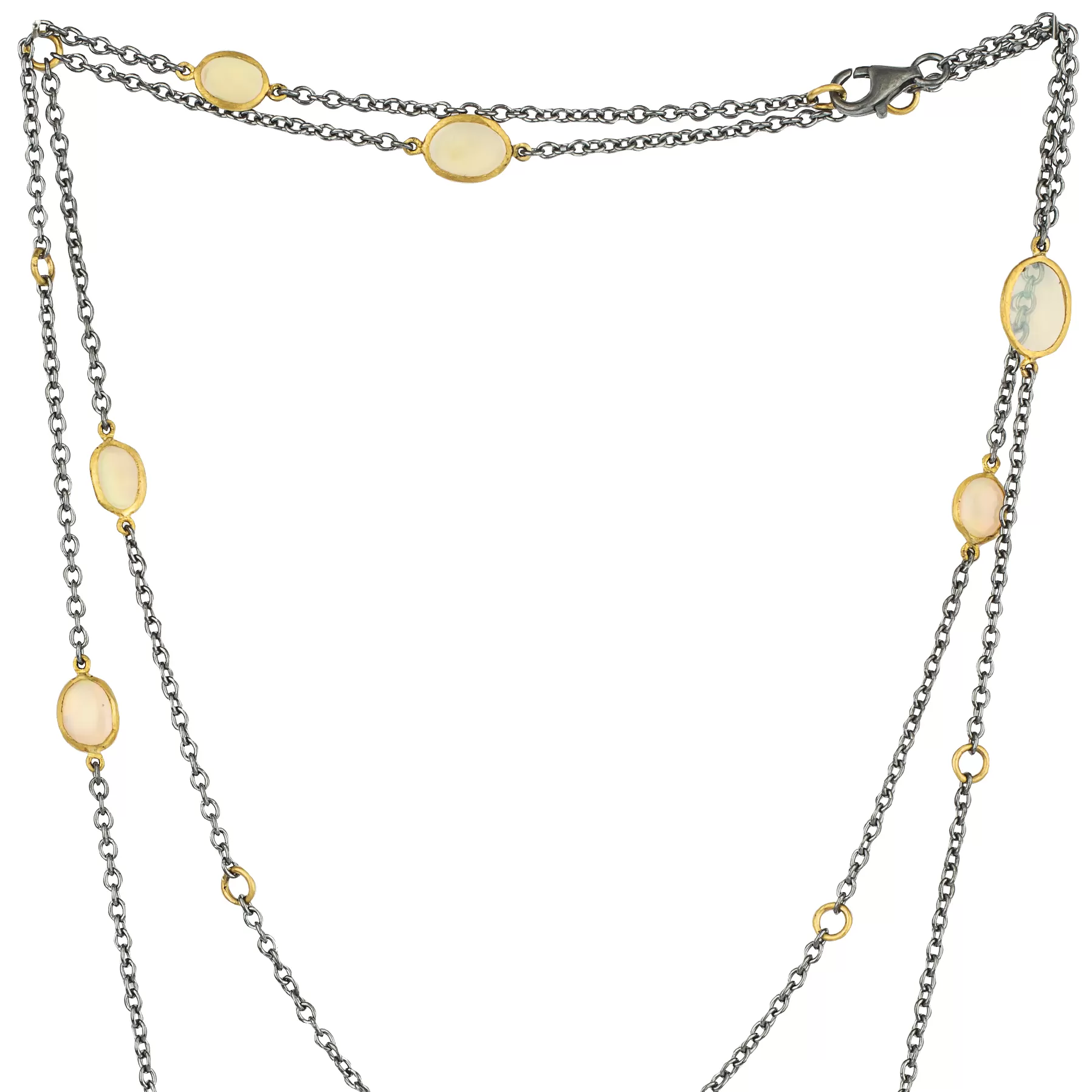 Lika Behar Katya Opal Necklace in Sterling Silver & 24K Gold 38 Adjustable KAT-N-105-GXOP