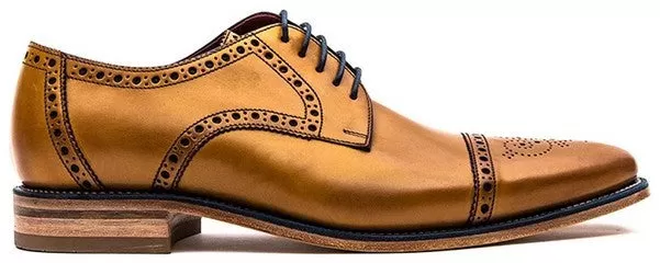 LOAKE Foley Stylish Brogue Derby Shoes - Tan