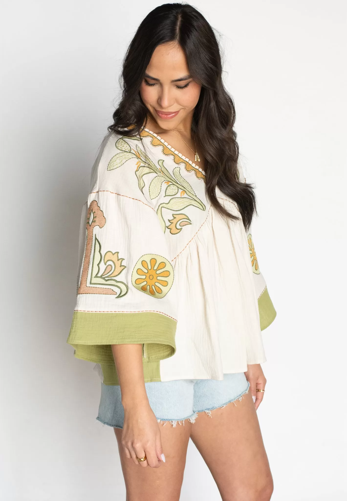 Love in Your Eyes Cream Embroidered Top