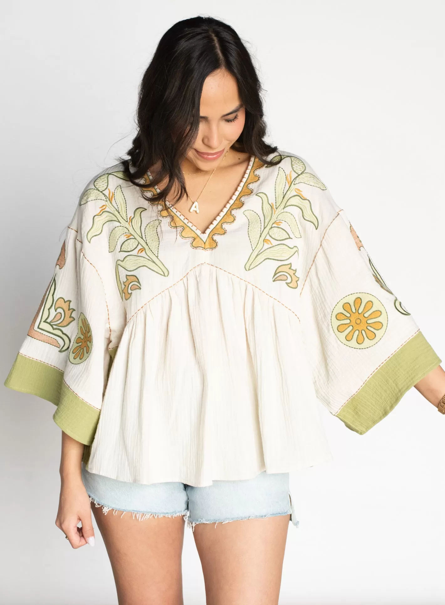 Love in Your Eyes Cream Embroidered Top