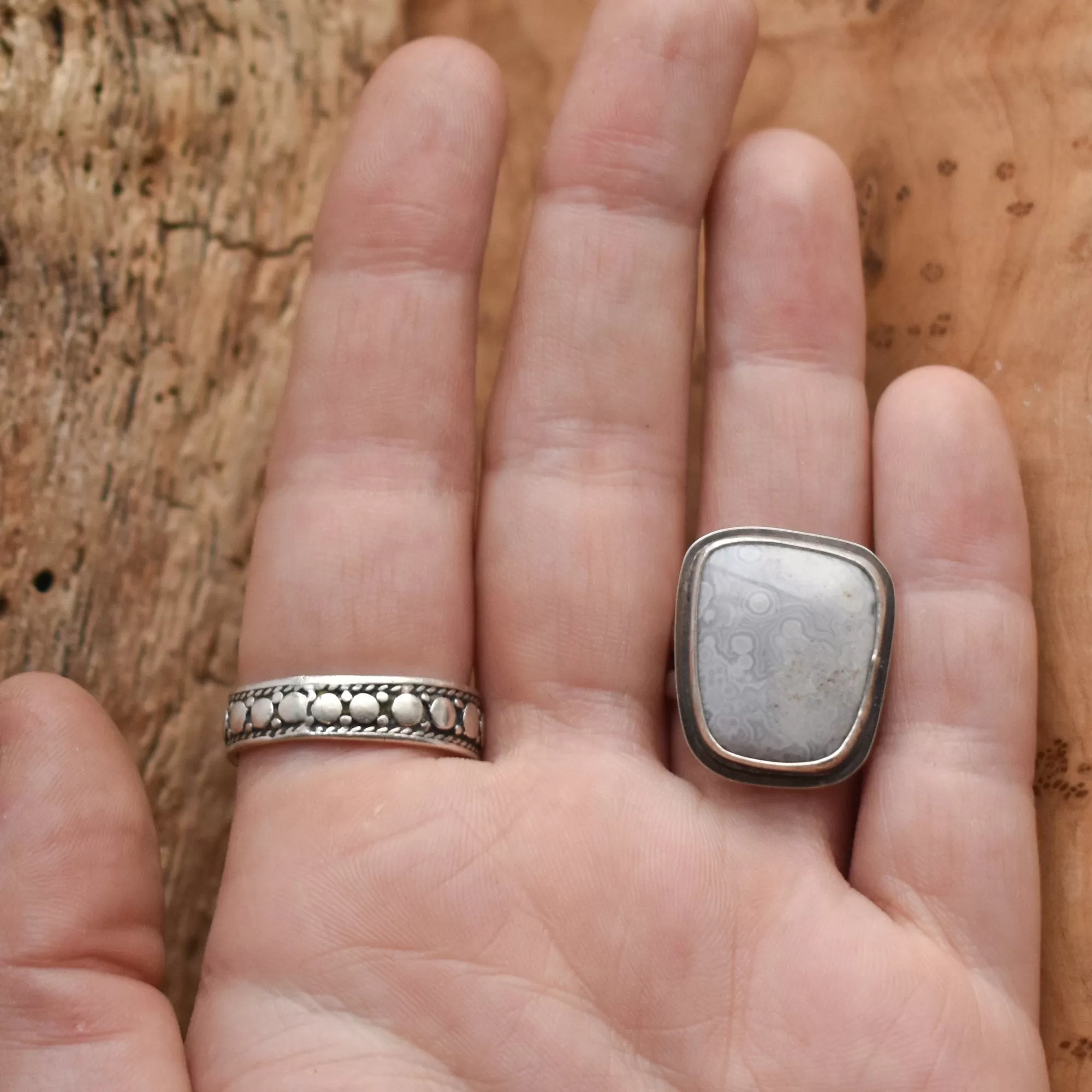 Luna Agate Ring - .925 Sterling Silver - OOAK - Choose Your Own Stone - Silversmith Ring