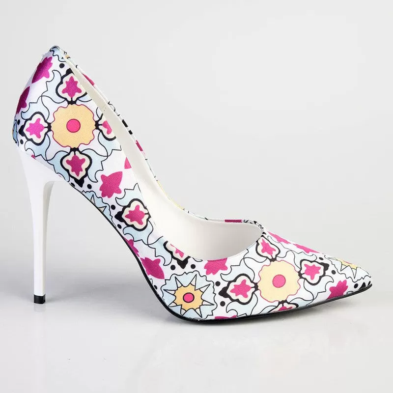 Madison Destini Printed Court Stiletto - White Multi